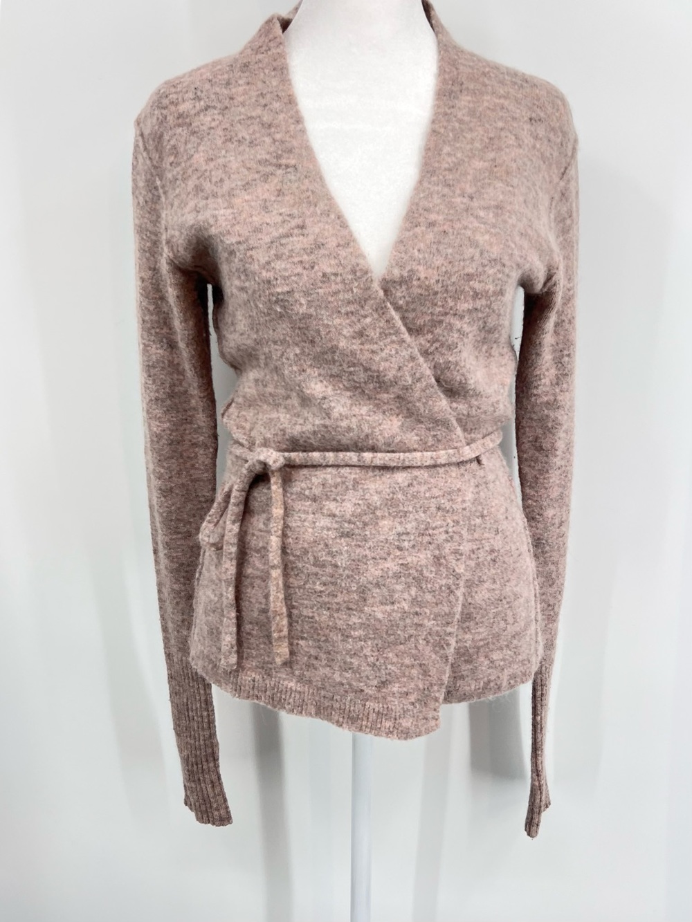 Aritzia Wilfred Free alpaca blend wrap knit dusty rose sweater cardigan S